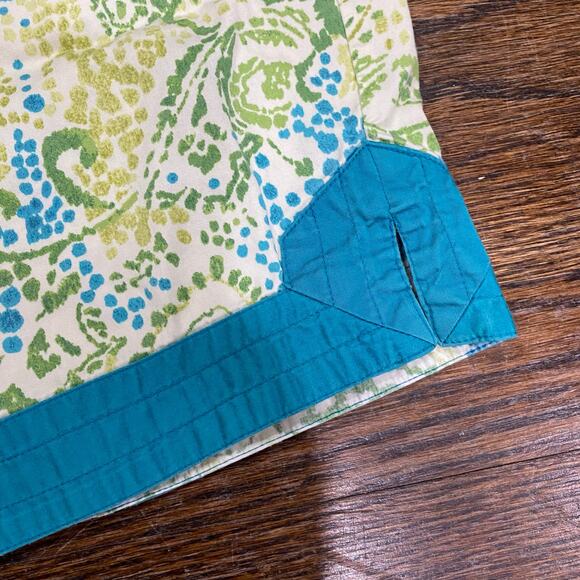 I. MAGNIN Vintage Pajamas Size Medium Teal Abstract Floral Print Top and Bottom - Picture 12 of 13